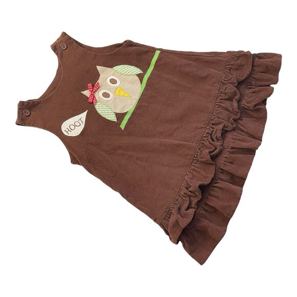 Funtasia! Too Toddler 4R Jumper Dress Owl Patchwork Corduroy Fall Ruffles - Picture 11 of 11